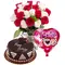 24 Red & White Roses Bouquet,Balloon with Cake Send to Philippines