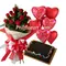 12 Red Roses Bouquet,Balloon w/ Chocolate Cake Send to Philippines