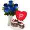 6 Blue Roses in Vase,Love Balloon with Cake to Philippines